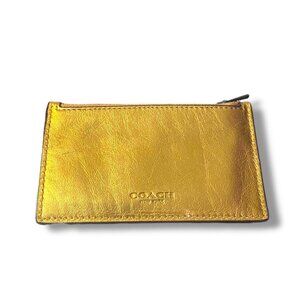COACH - Essential Slim Card Case Glove Tanned Leather Metal - GOLD